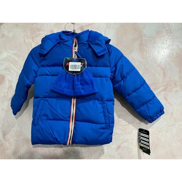 Ixtreme Toddler T4 Boys Canvas Yoke Puffer Jacket with Fleece Hat Set, 2 Piece - Picture 2 of 8